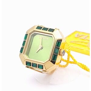 Invicta Mini Angel 49583 Womens Ring Watch Gold Tone Emerald Green Dial New